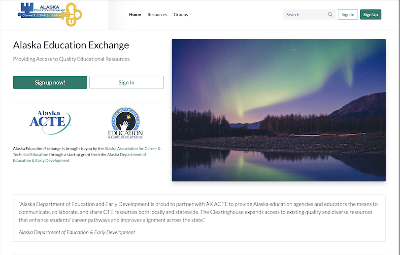 Alaska ACTE Alaska Education Exchange implementation of One Platform by One Learning Community